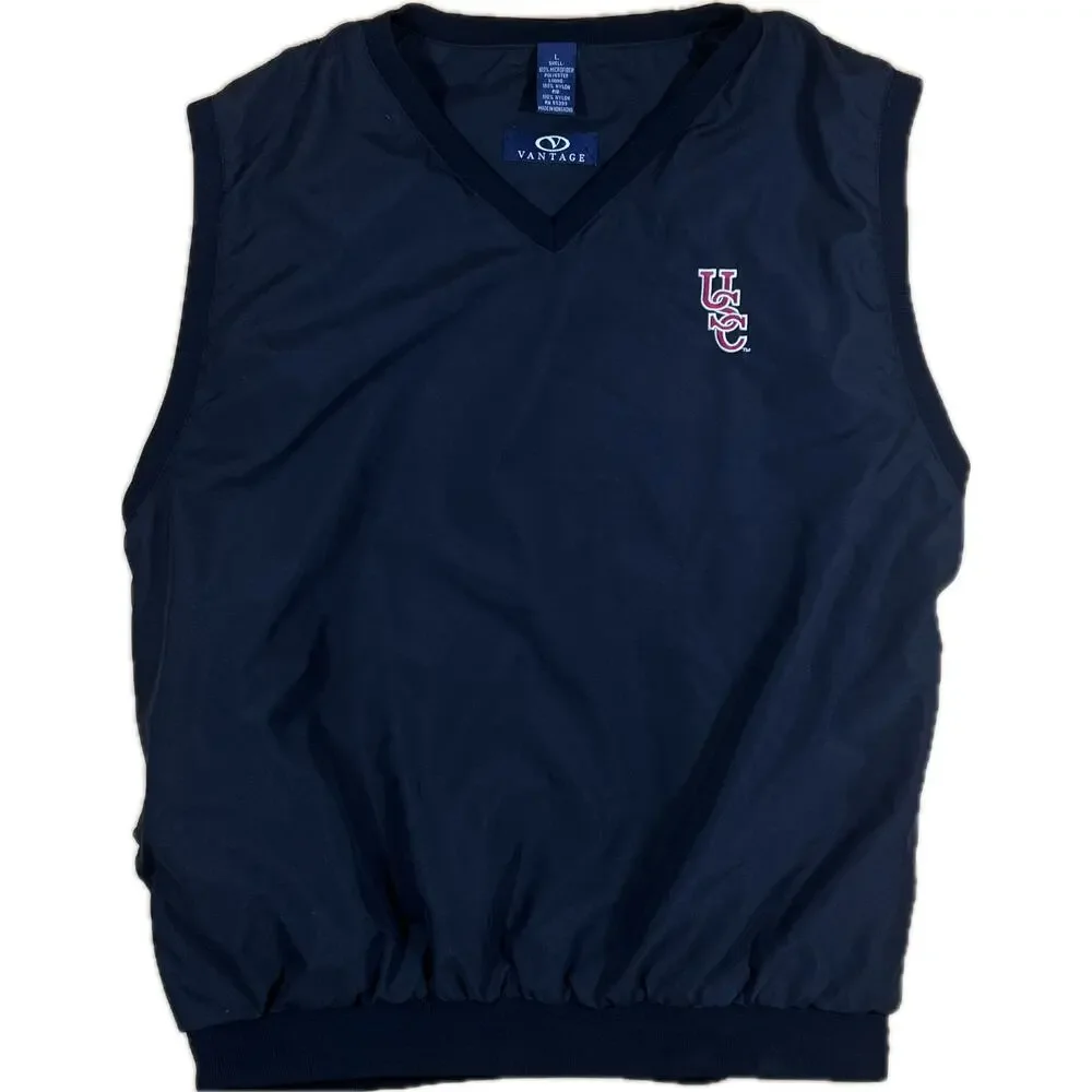 Vantage Men L Black USC Gamecocks Performance Wind V Neck Sleeveless Lined Vest